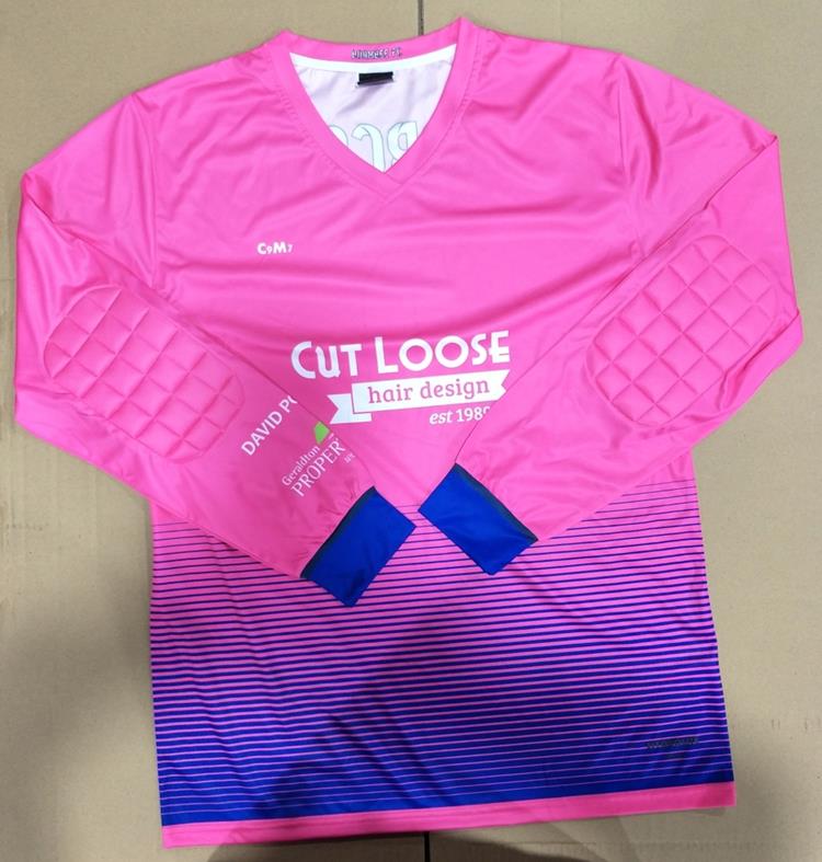 Uniformes de porters personalitzats sublimats de color rosa per a equip de fu...